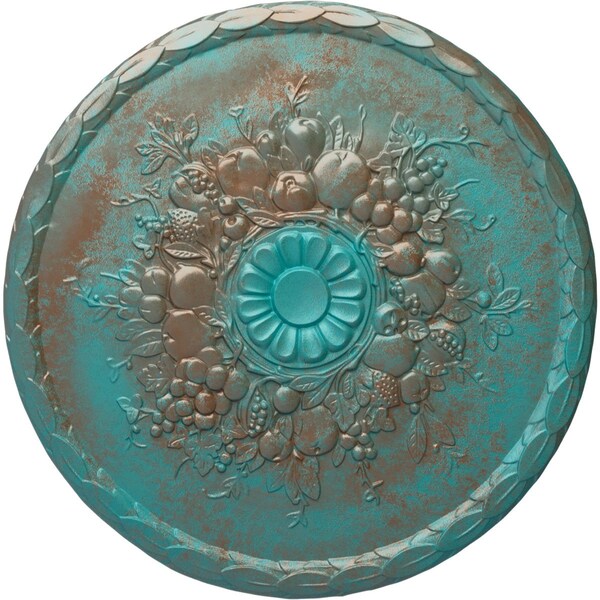 Ekena Millwork Anthony Harvest Ceiling Medallion (Canopies up to 2 1/8"), 22 1/2"OD x 1 1/4"P, Copper Green Patina CM22ATCGS - main